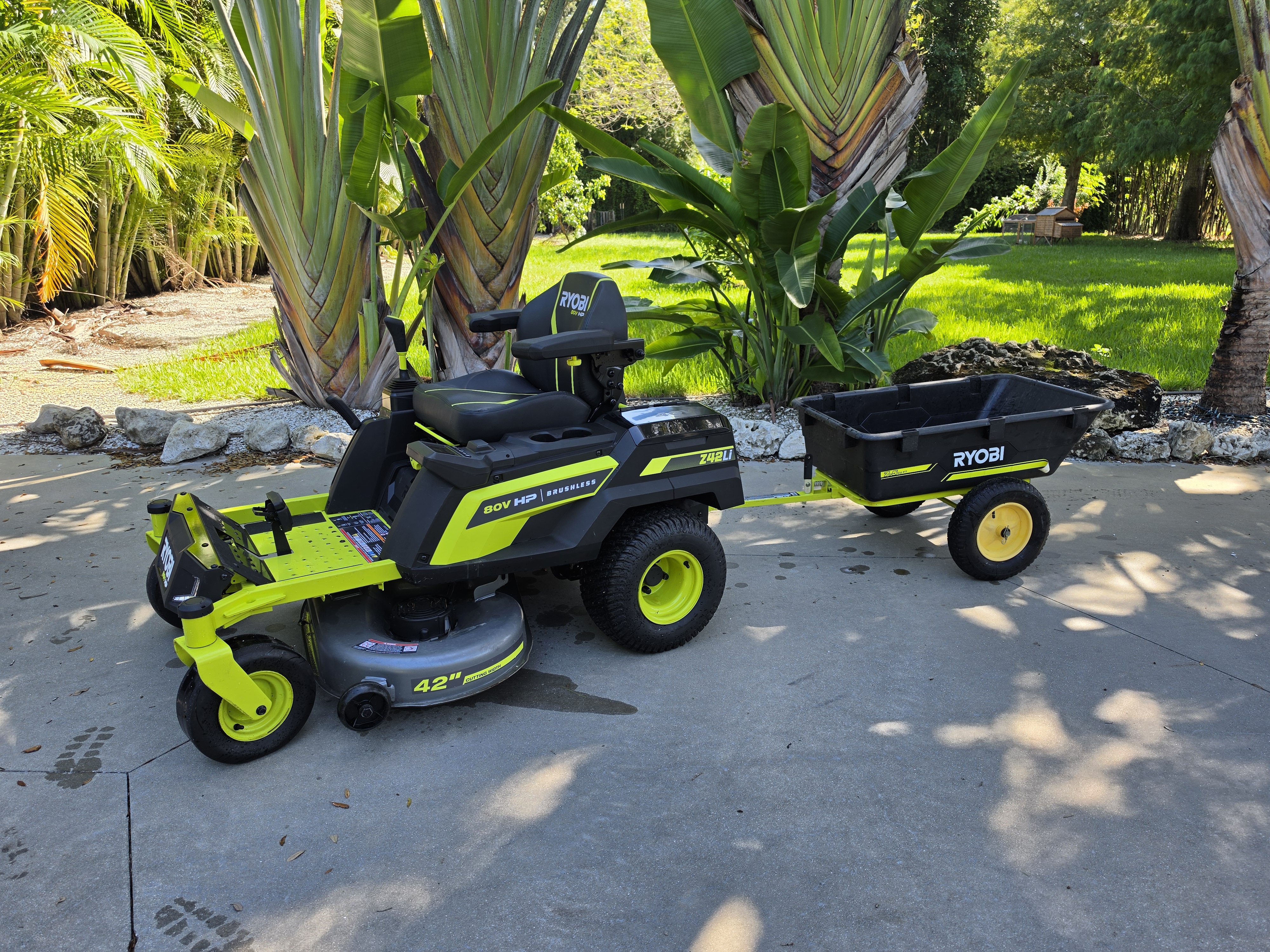 Ryobi 80v Z42Li Zero Turn Lawn Mower Like New with Dump Trailer for sale in Clearwater, FL